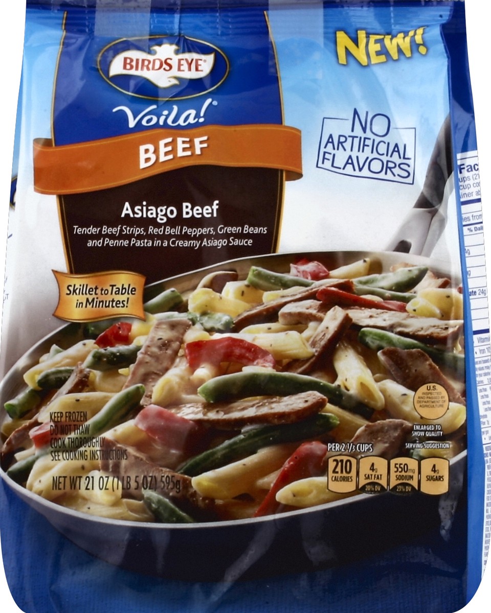 slide 3 of 5, Birds Eye Voila! Selects Asiago Beef, Frozen Meal, 21 OZ, 21 oz