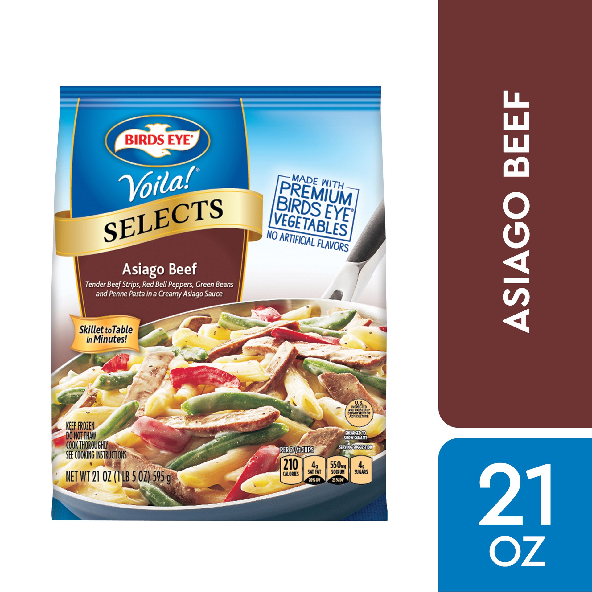 slide 1 of 5, Birds Eye Voila! Selects Asiago Beef, Frozen Meal, 21 OZ, 21 oz