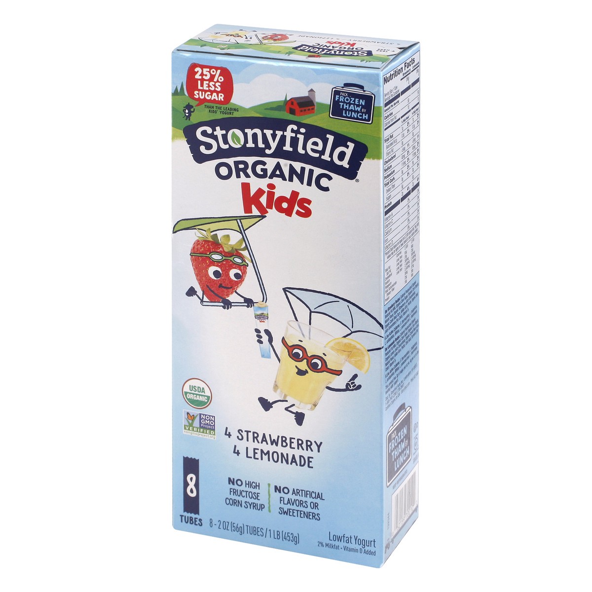 slide 3 of 10, Stonyfield Organic Yokids Lemonade/Blueberry Yogurt Squeezers, 8 oz