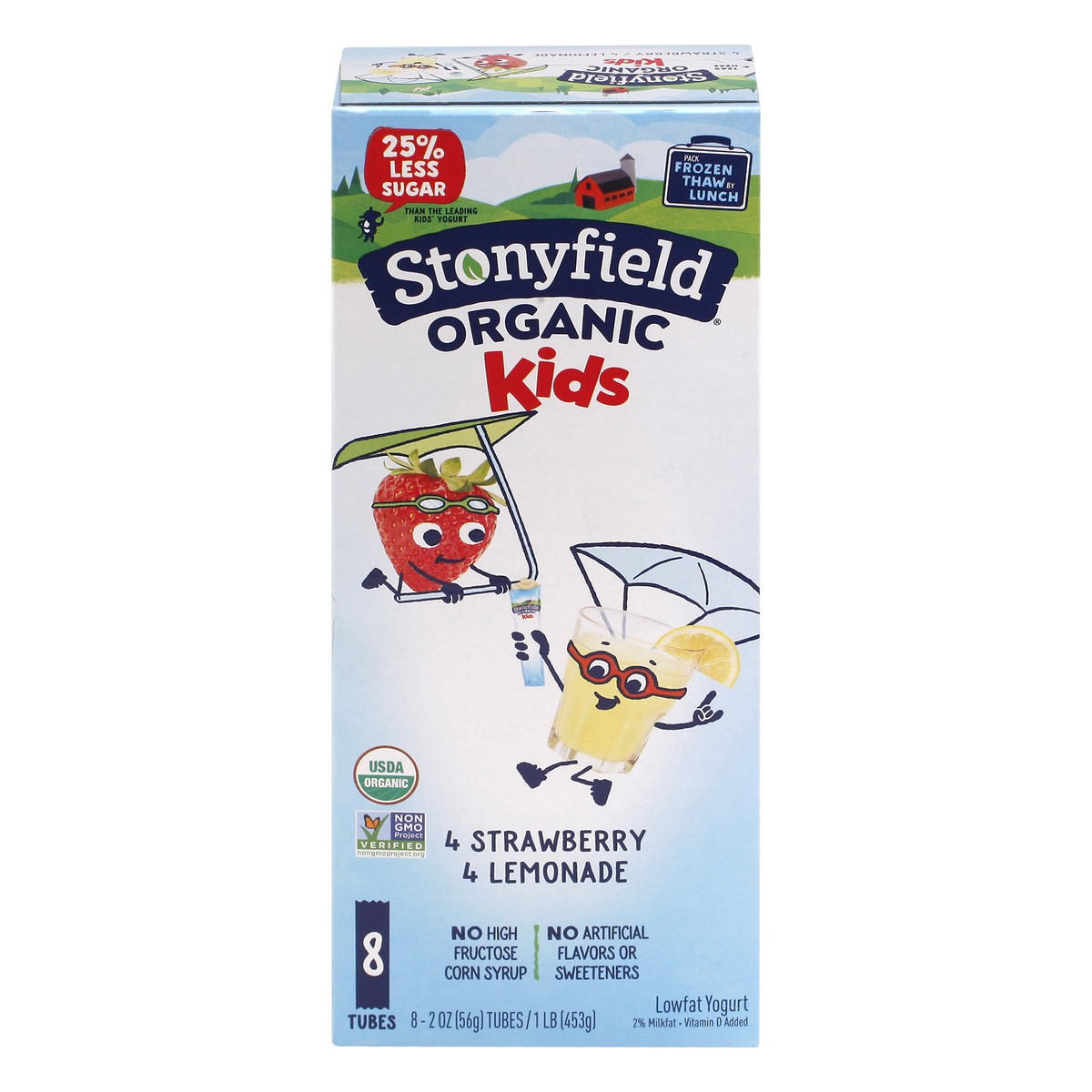 slide 1 of 10, Stonyfield Organic Yokids Lemonade/Blueberry Yogurt Squeezers, 8 oz