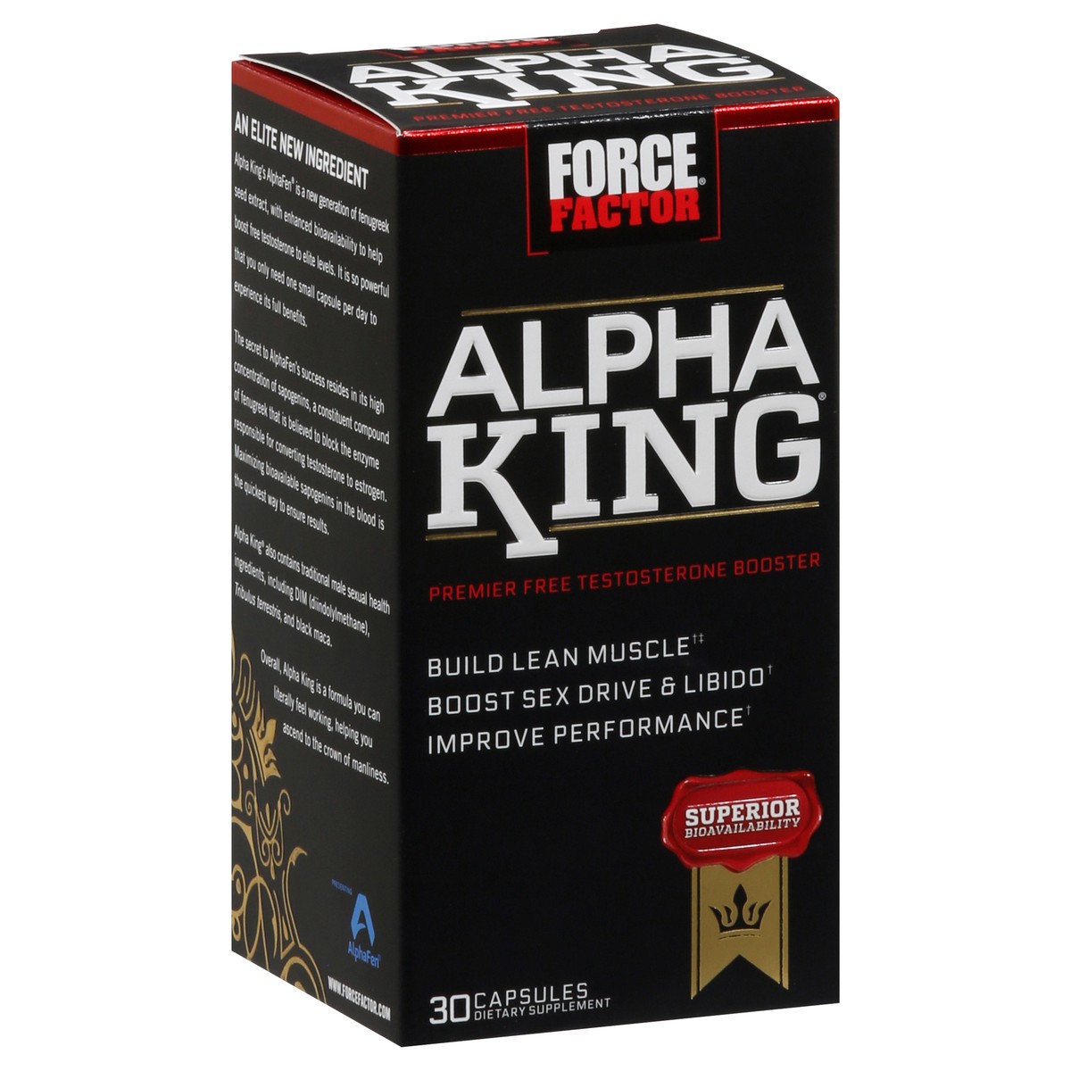 slide 13 of 13, Force Factor Alpha King, 30 ct