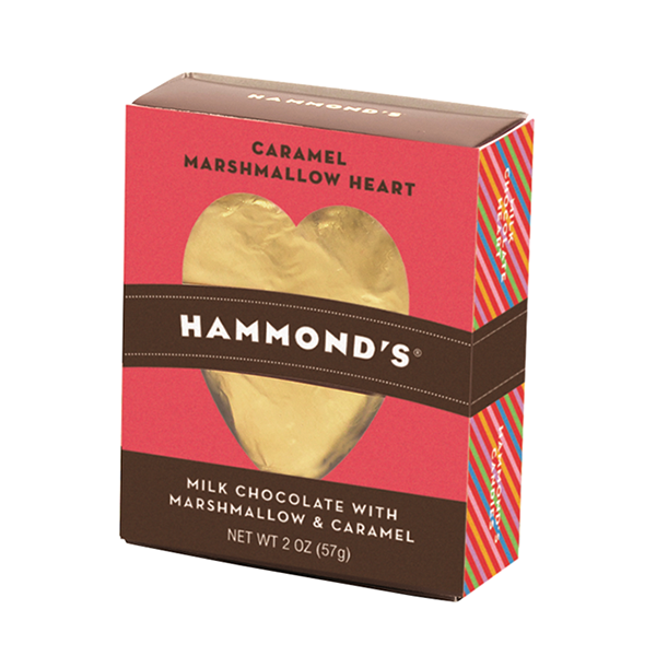 slide 1 of 1, Hammond's Valentine's Milk Caramel Marshmallow Milk Chocolate Heart, 2 oz