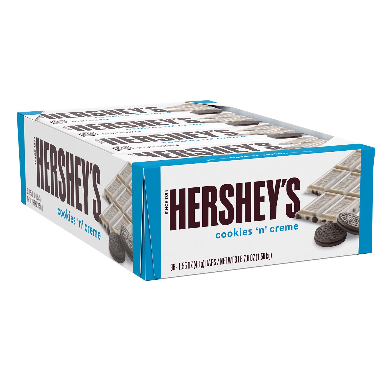 slide 1 of 7, Hershey's Cookies 'n' Creme Candy Bars, 1.55 oz (36 Count), 1.55 oz