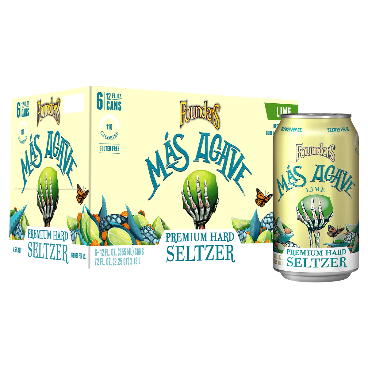 slide 1 of 17, Founders Brewing Co. Founders Mas Agave Premium Hard Seltzer, Lime 6Pk, 12 fl oz