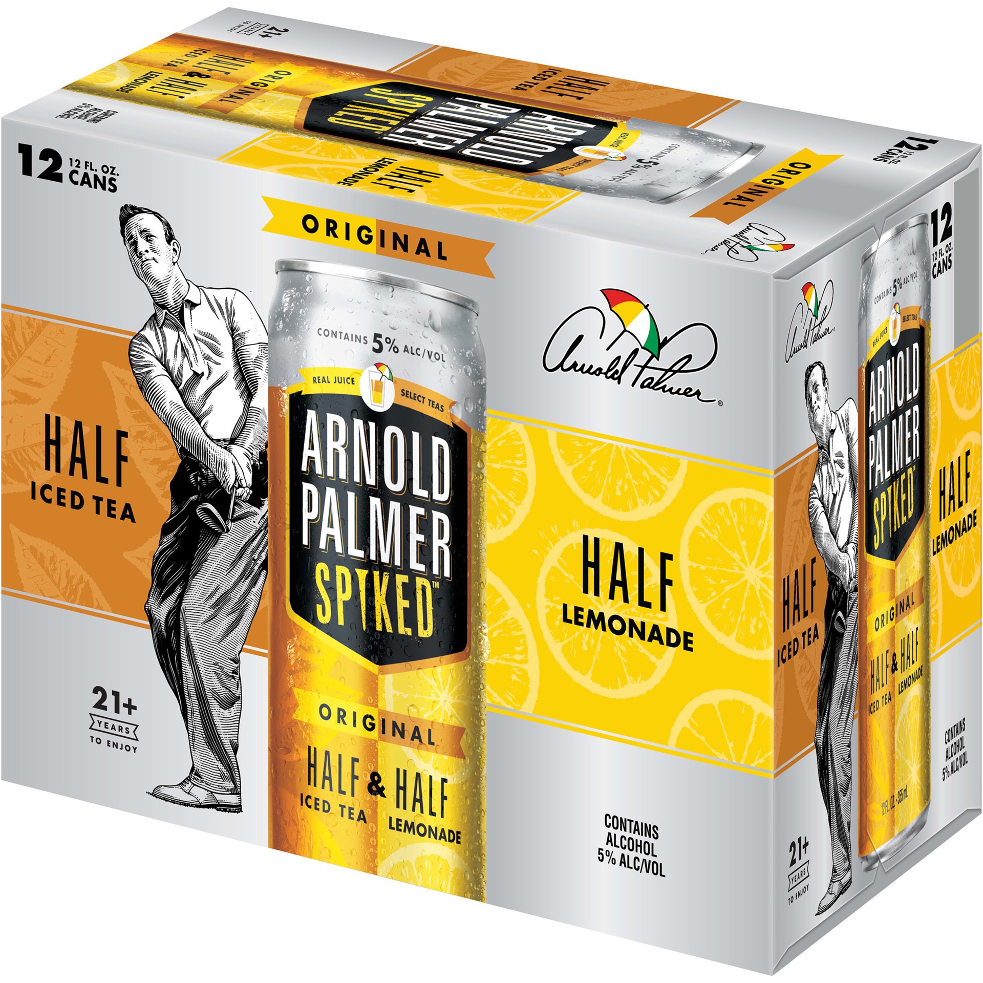 slide 4 of 5, Arnold Palmer Spiked Half & Half Original Arnold Palmer Spiked Original Half & Half Iced Tea Lemonade, 12 Pack, 12 fl oz Cans, 5% ABV, 12 fl oz