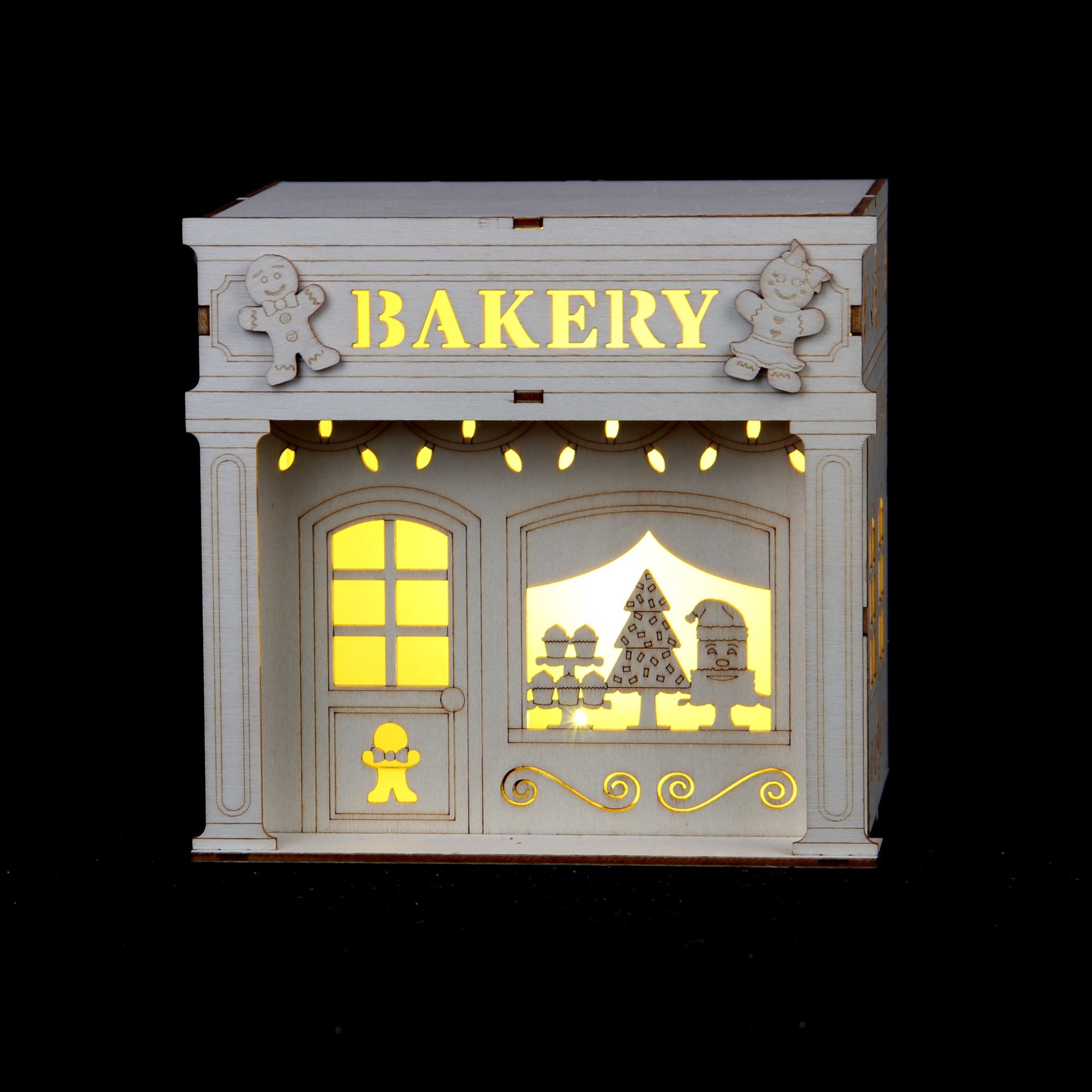 slide 4 of 5, 5.5" Diy Villages Bakery Led Wood Decor By Make Market, 5.5 in