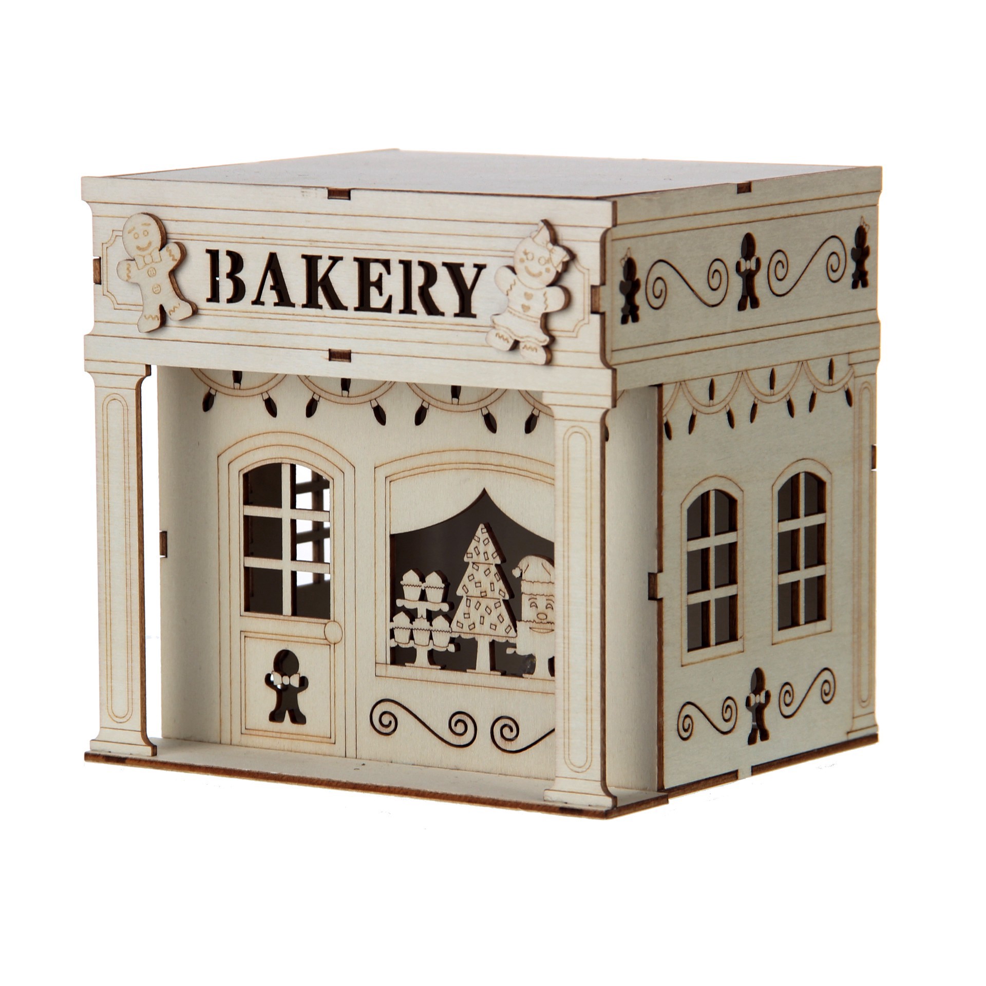 slide 2 of 5, 5.5" Diy Villages Bakery Led Wood Decor By Make Market, 5.5 in