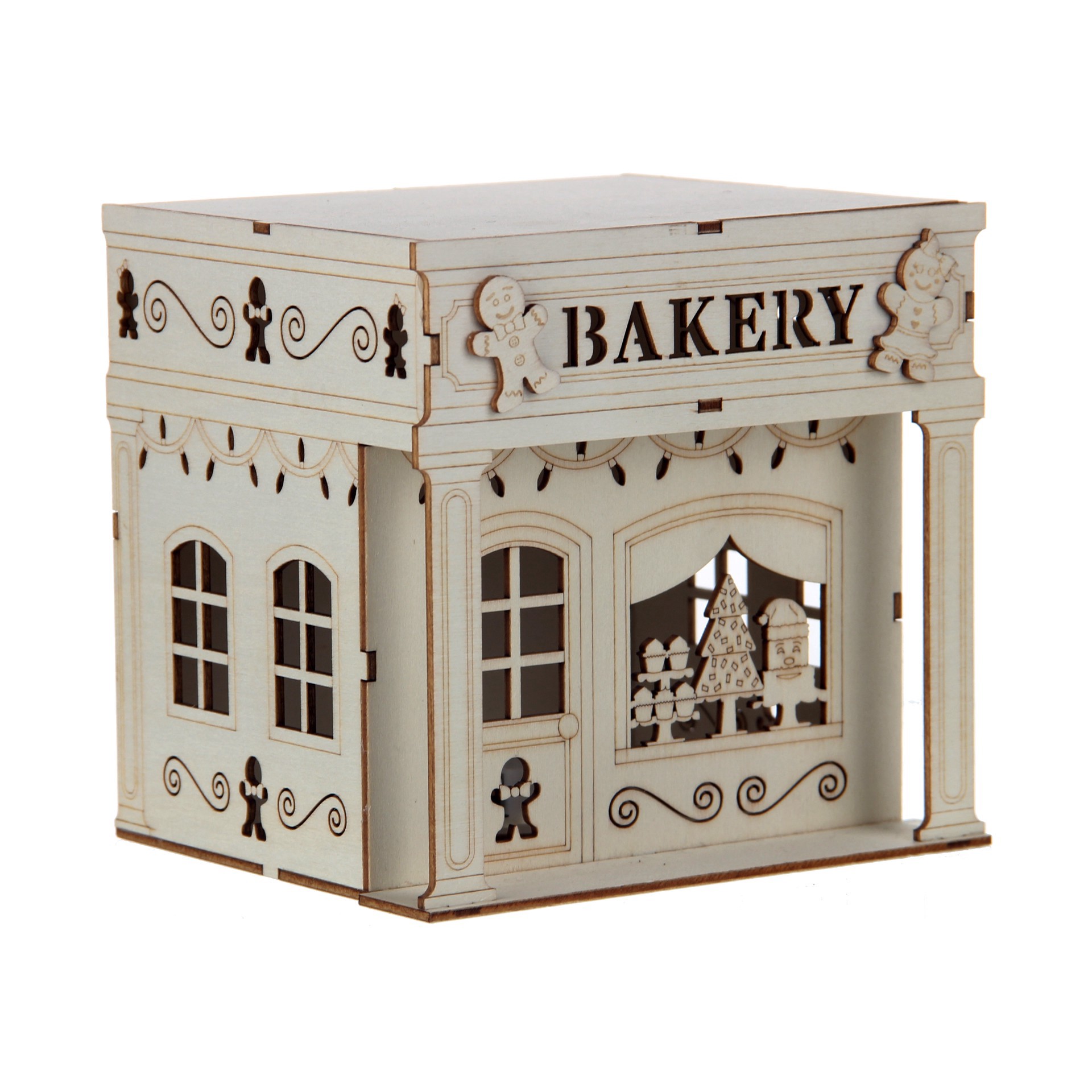 slide 3 of 5, 5.5" Diy Villages Bakery Led Wood Decor By Make Market, 5.5 in