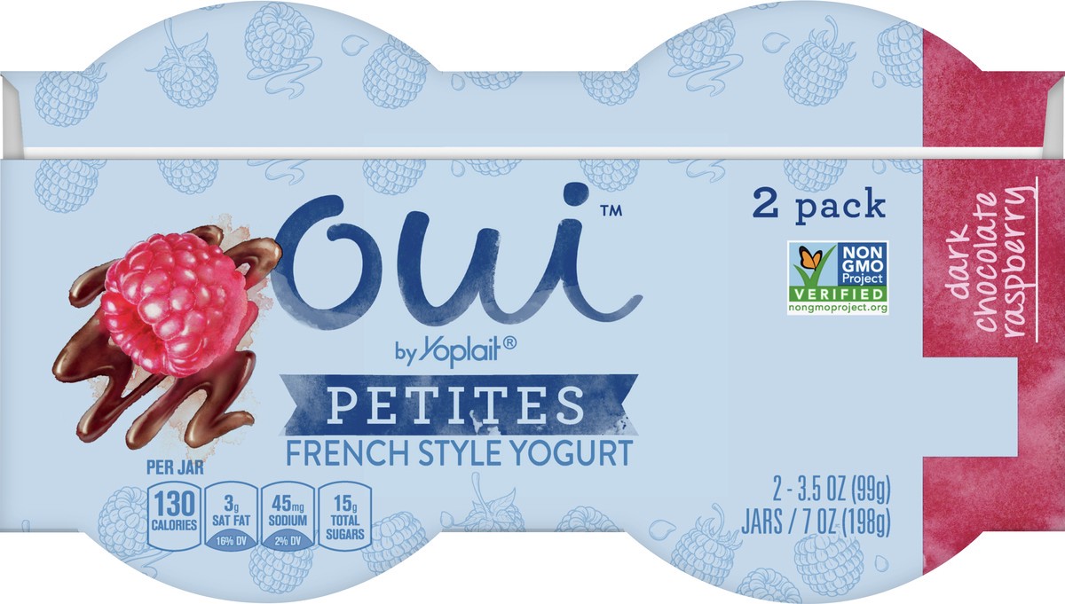 slide 6 of 10, Oui Petites French Style 2 Pack Dark Chocolate Raspberry Yogurt 2 ea, 2 ct