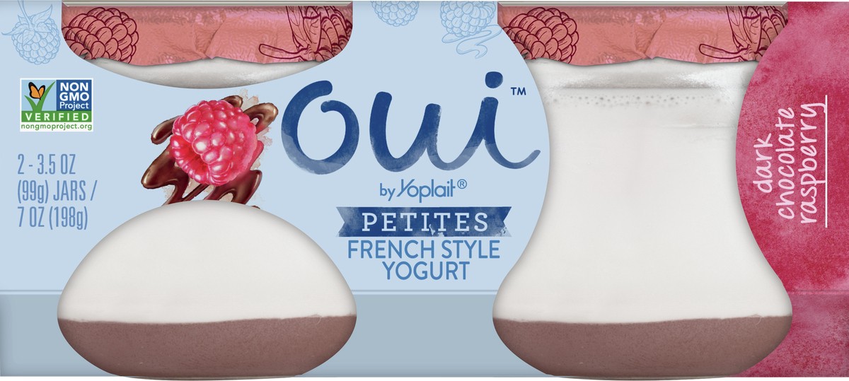 slide 1 of 10, Oui Petites French Style 2 Pack Dark Chocolate Raspberry Yogurt 2 ea, 2 ct