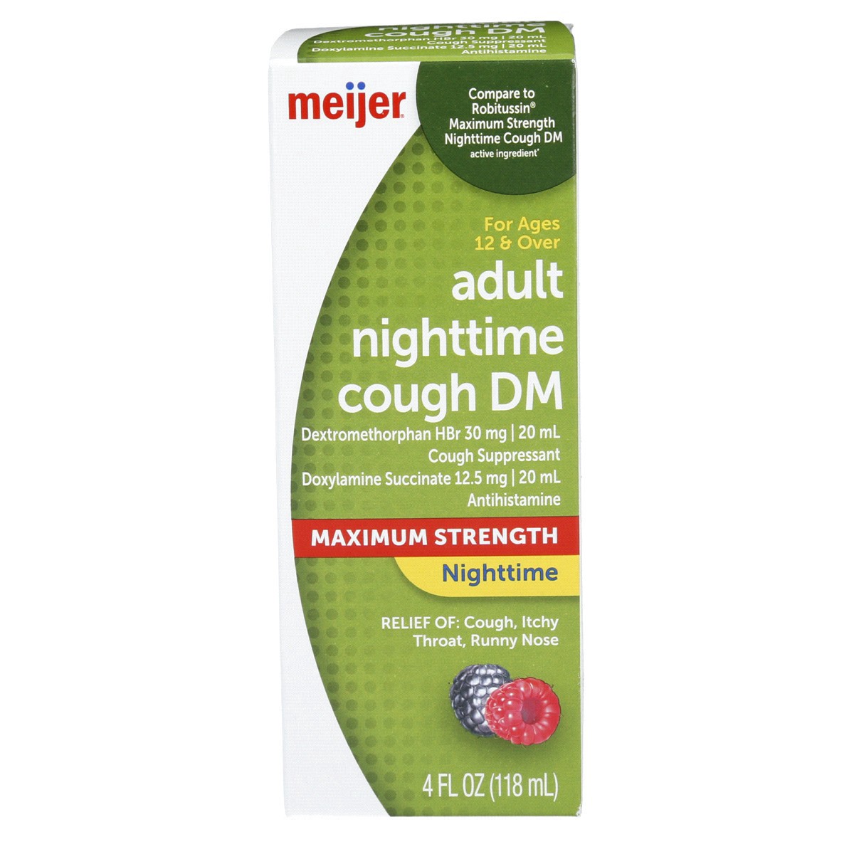 slide 1 of 9, Meijer Adult Maximum Strength Nighttime Cough DM, 4 fl oz