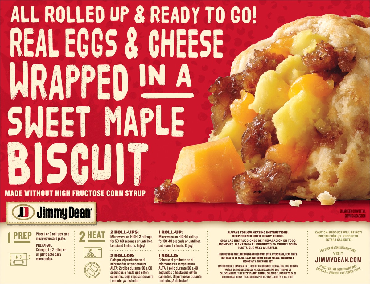 slide 9 of 9, Jimmy Dean Maple Biscuit Roll-Ups, Sausage, Frozen Breakfast, 2 Count, 8 ct
