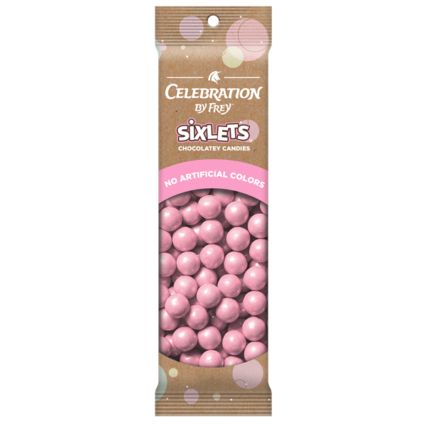 slide 1 of 1, Celebration by Frey Sixlets Chocolatey Candies Shimmer Pink, 1.75 oz