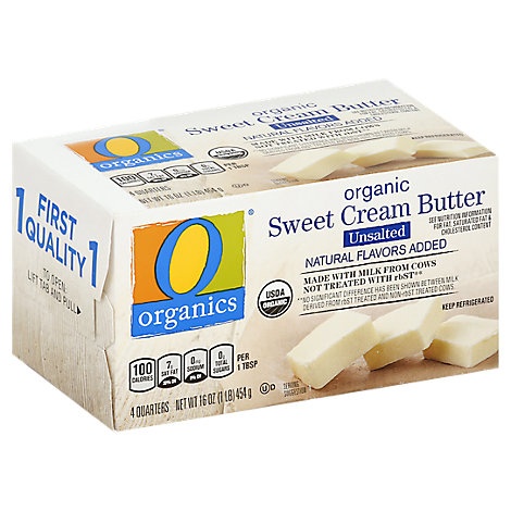 slide 1 of 1, O Organics Organic Butter Sweet Cream Unsalted, 4 ct16 oz