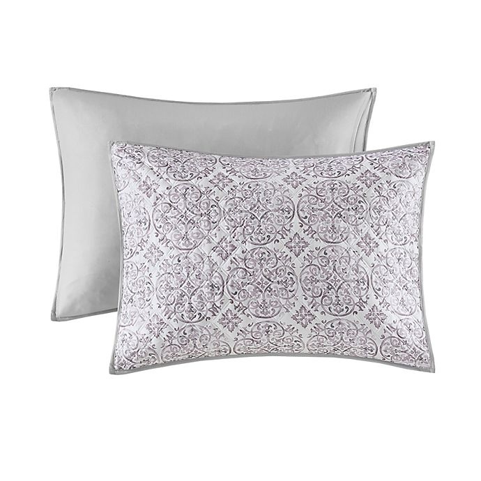 slide 7 of 11, Madison Park Evie Clipped Jacquard Full/Queen Comforter and Coverlet Set - Grey, 8 ct