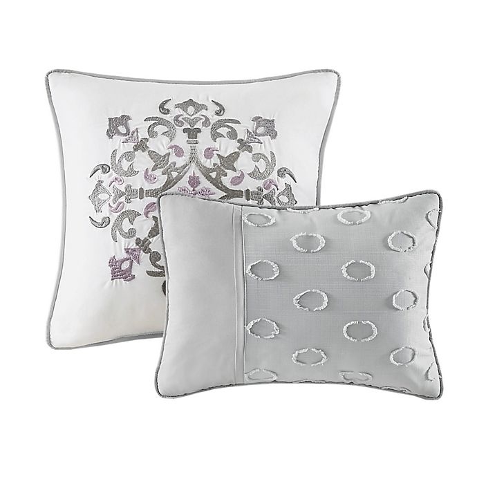 slide 8 of 11, Madison Park Evie Clipped Jacquard Full/Queen Comforter and Coverlet Set - Grey, 8 ct