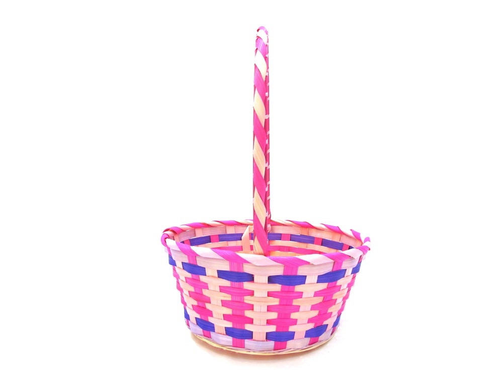 slide 1 of 1, Holiday Home Bamboo Basket - Pink, 10 in