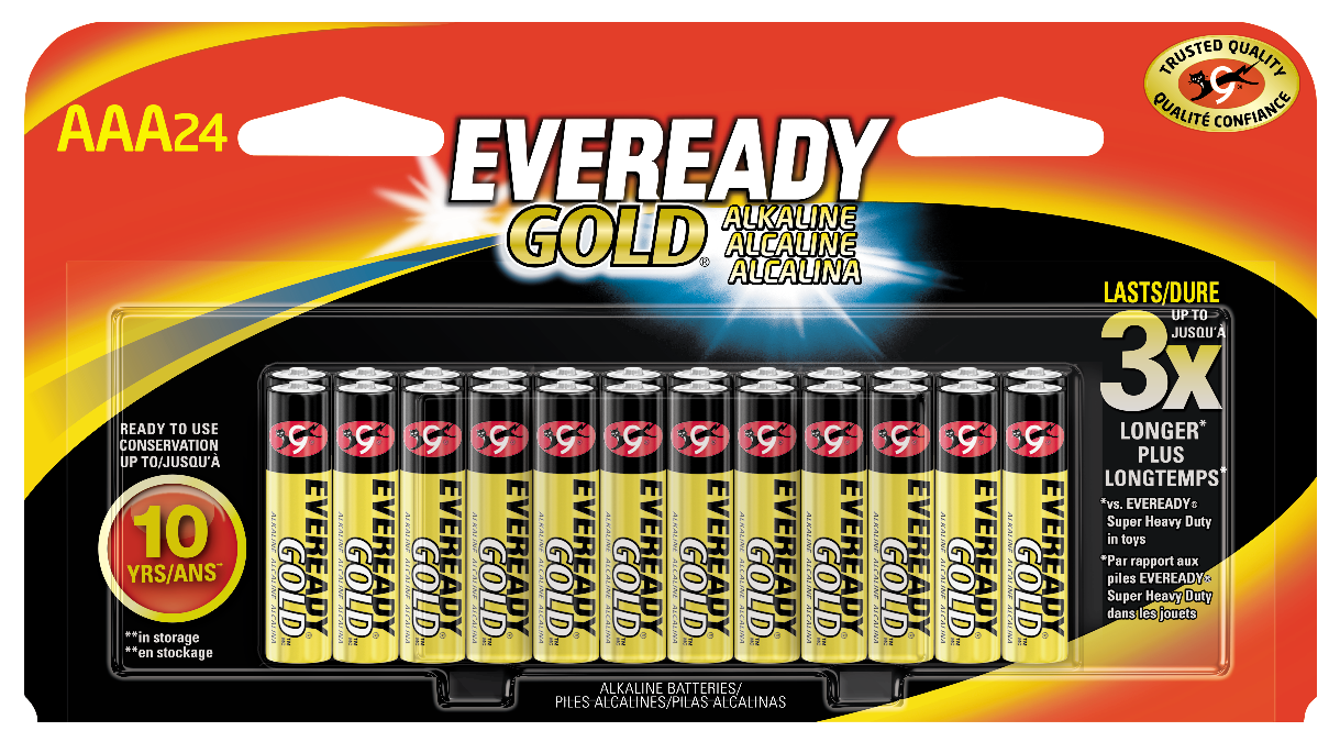 slide 1 of 1, Eveready Gold Alkaline AAA Batteries, 24 Pack of Triple A Batteries, 24 ct