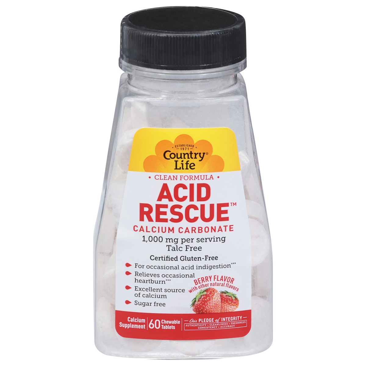 slide 1 of 14, Country Life Acid Rescue Berry, 60 ct