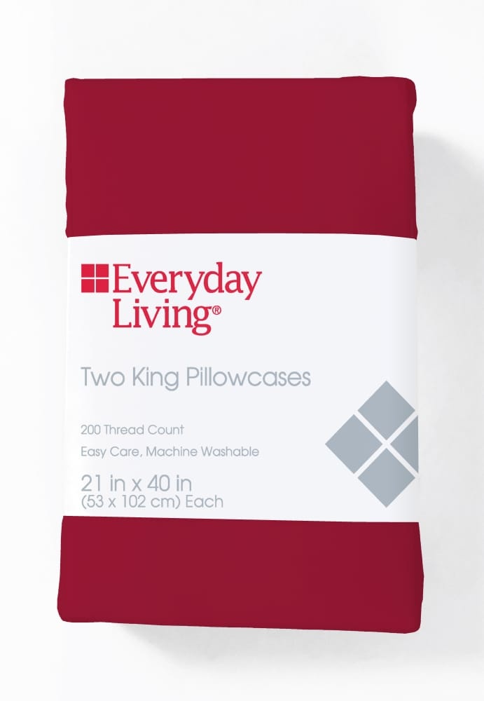 slide 1 of 1, Everyday Living 200 Thread Count Cotton/Polyester Pillowcase - Jester Red, King Size