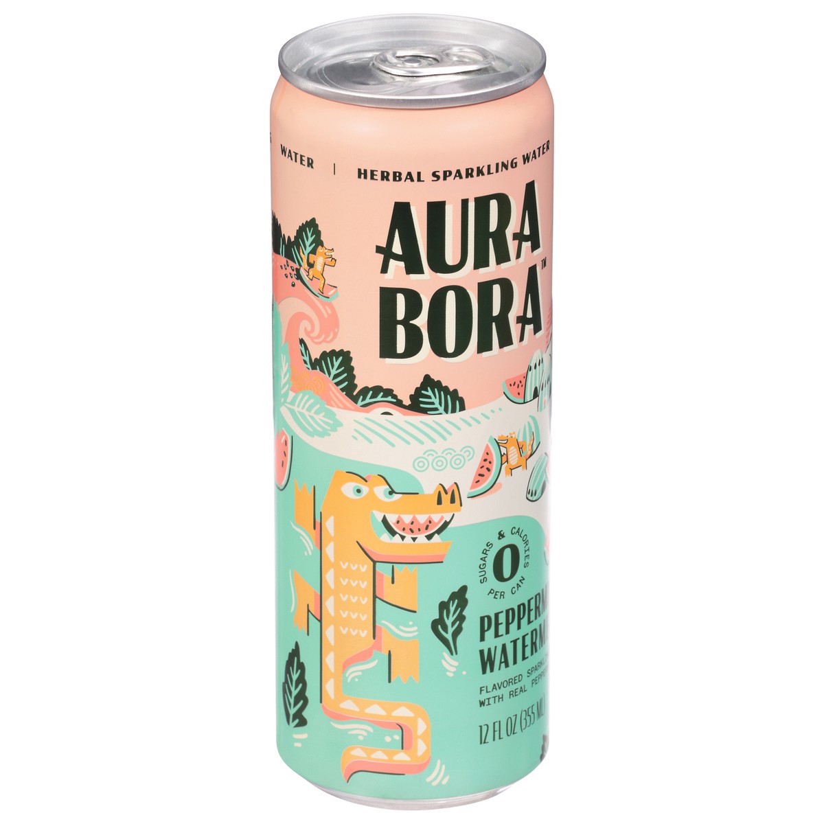 slide 3 of 9, Aura Bora Herbal Sparkling Water Peppermint Watermelon - 12 oz, 12 oz