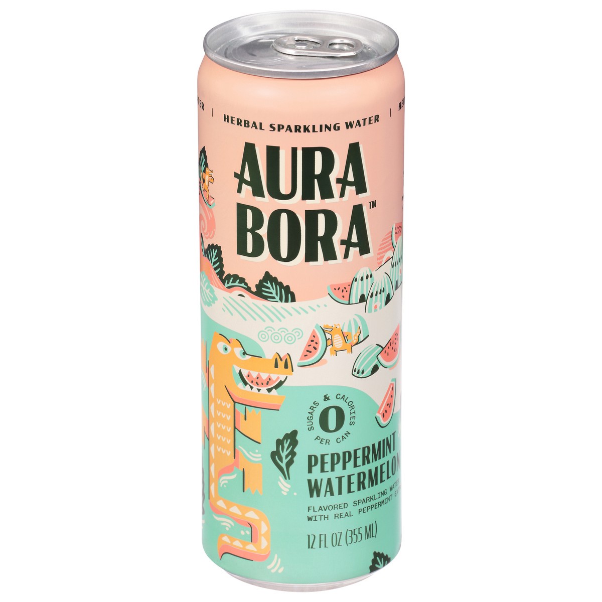 slide 1 of 9, Aura Bora Herbal Sparkling Water Peppermint Watermelon - 12 oz, 12 oz