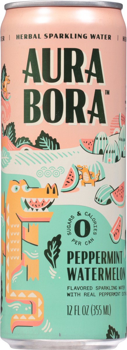 slide 7 of 9, Aura Bora Herbal Sparkling Water Peppermint Watermelon - 12 oz, 12 oz