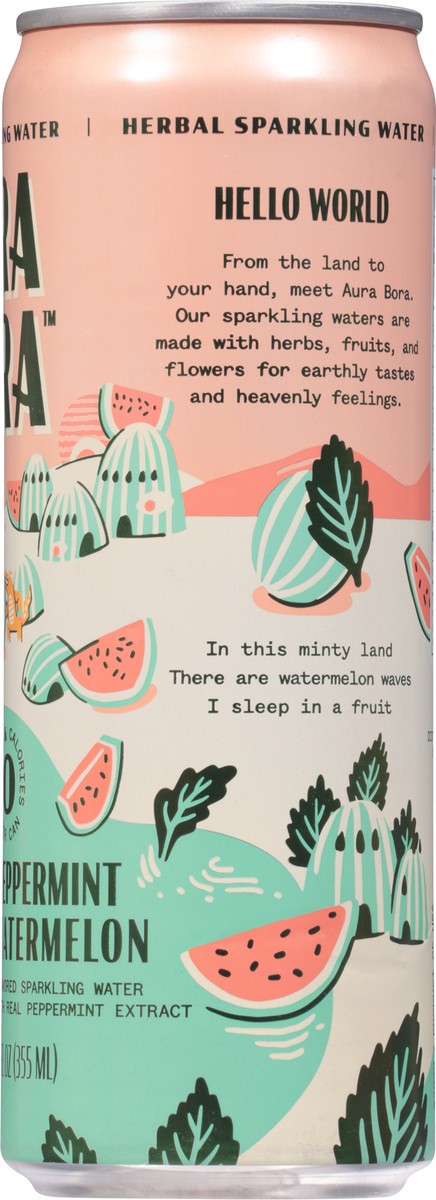 slide 4 of 9, Aura Bora Herbal Sparkling Water Peppermint Watermelon - 12 oz, 12 oz