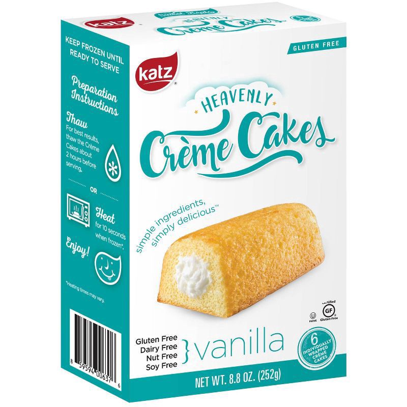 slide 1 of 9, Katz Gluten Free Vanilla Heavenly Creme Cakes 6 ea, 6 ct