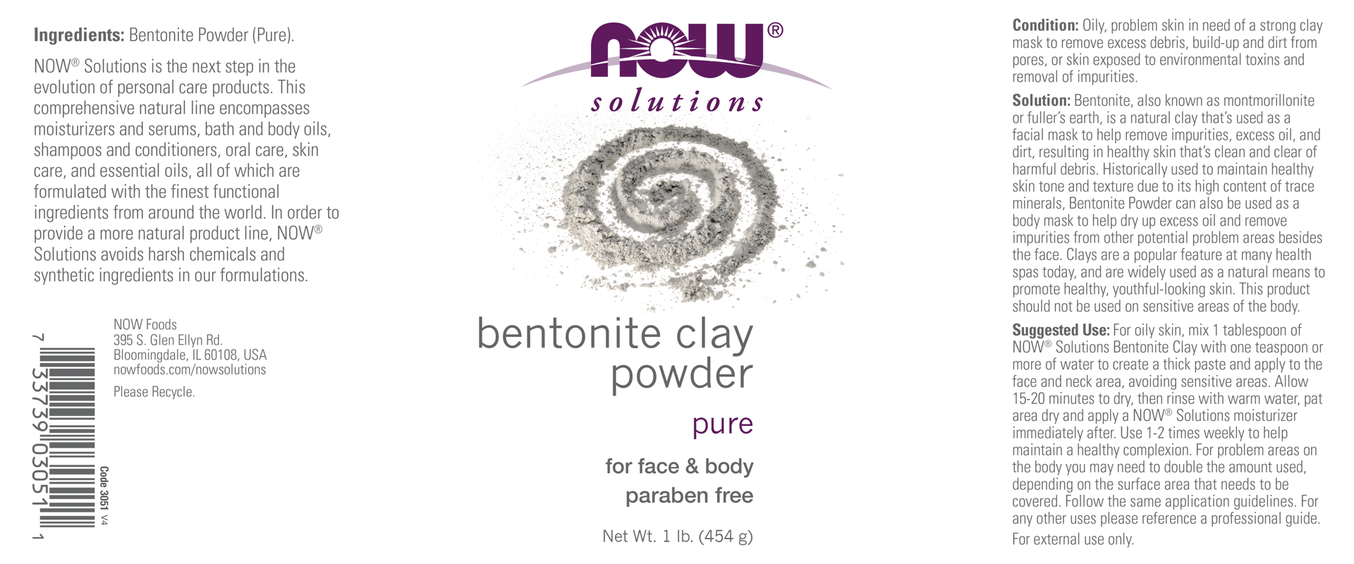 slide 2 of 4, NOW Solutions Bentonite Clay Powder - 1 lb, 1 lb