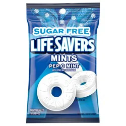 LIFE SAVERS Pep-O-Mint Sugar Free Breath Mints Hard Candy, 2.75 Oz Blue Bag