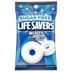LIFE SAVERS Pep-O-Mint Sugar Free Breath Mints Hard Candy, 2.75 Oz Blue Bag