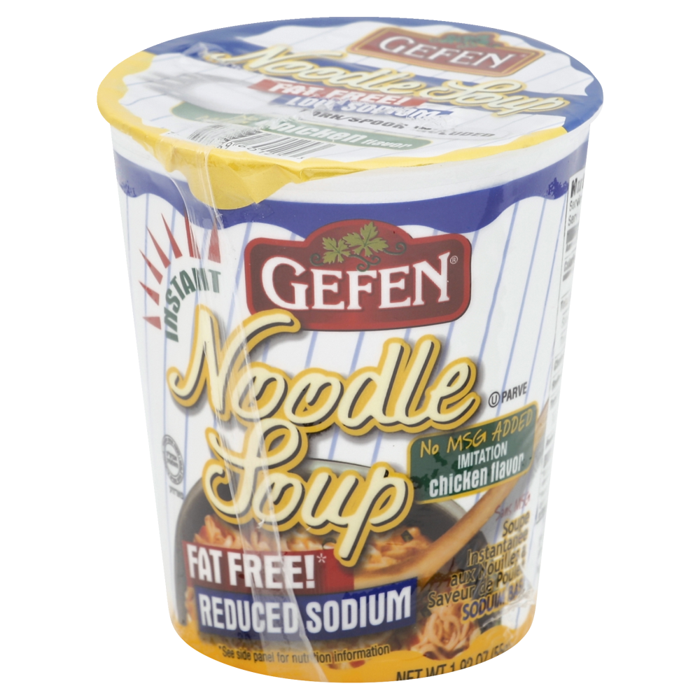 slide 1 of 4, Gefen Chicken Flavor Reduced Sodium Instant Noodle Soup Cup, 1.92 oz