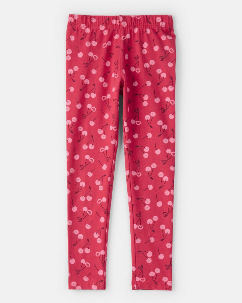 slide 2 of 3, Carters Girls Cherry Pull-On Stretch Leggings - Pink Red 7, 1 ct