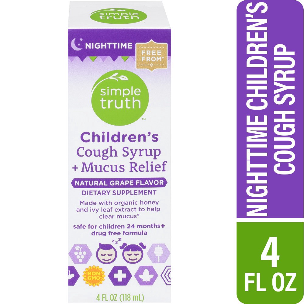 slide 3 of 5, Simple Truth Children's Nighttime Cough Syrup And Mucus Relief, 4 fl oz