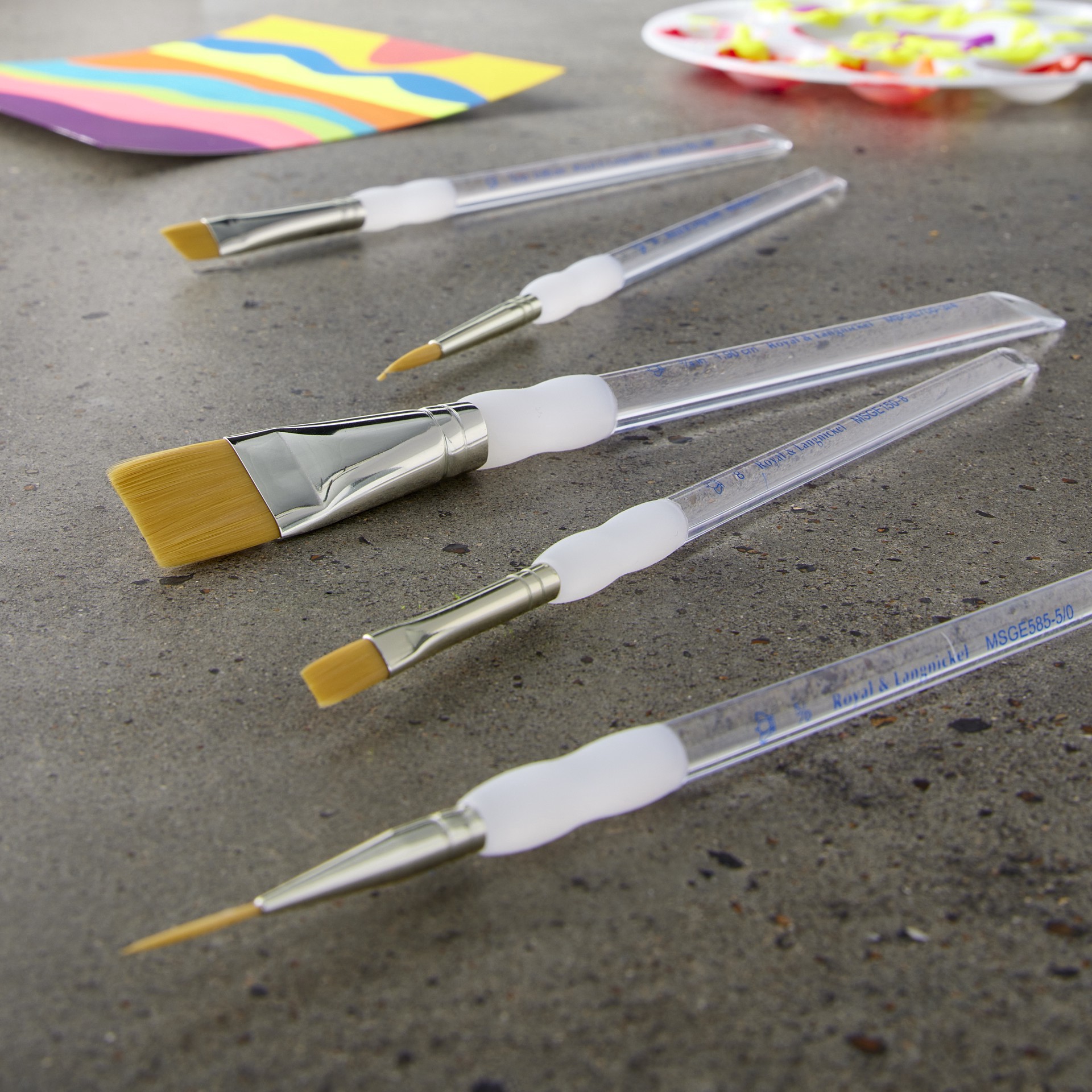 slide 3 of 3, Royal & Langnickel Variety Brush Set, Gold Taklon Wash, 1 ct