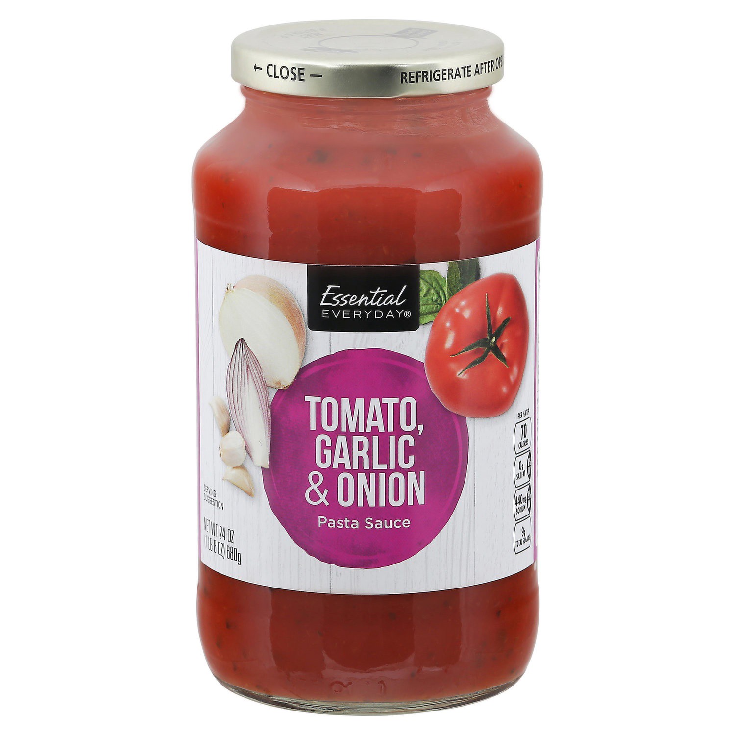 slide 1 of 1, Essential Everyday Tom/Onion/Garlc Pasta Sauce, 24 oz