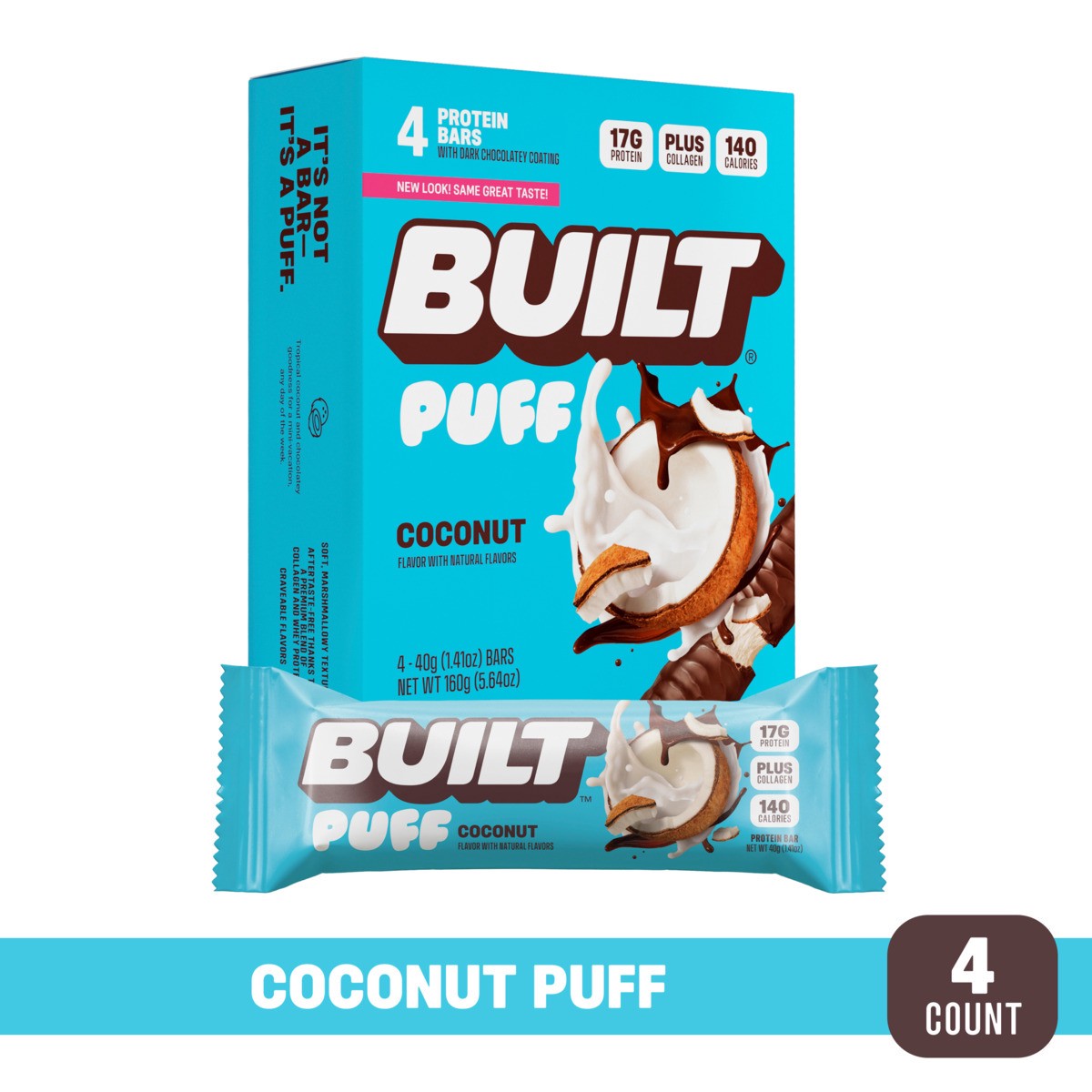 slide 1 of 17, Built Bar Coconut Puff is a Protein Bar, 5.64 oz