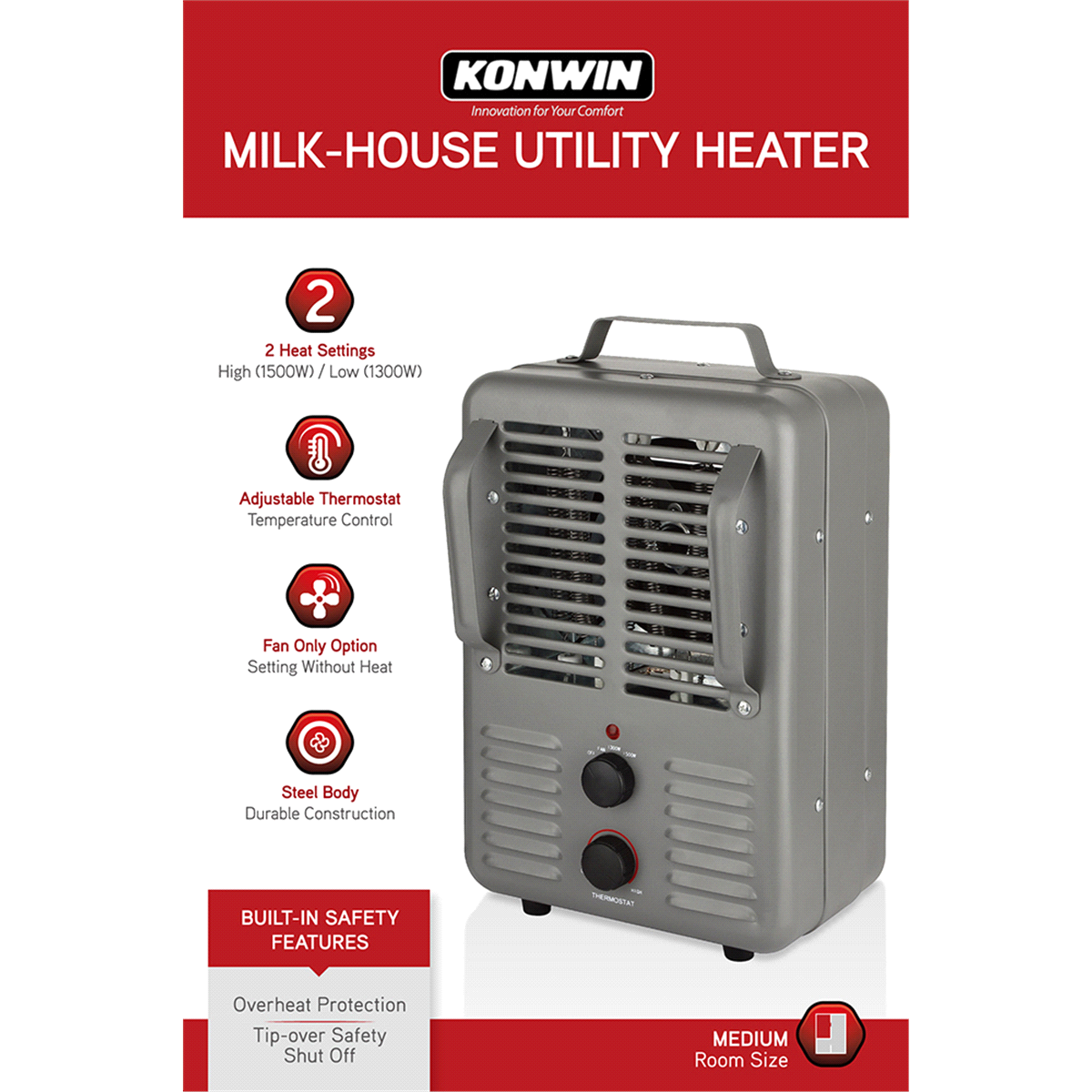 slide 1 of 5, Konwin Milk House Heater, 1 ct