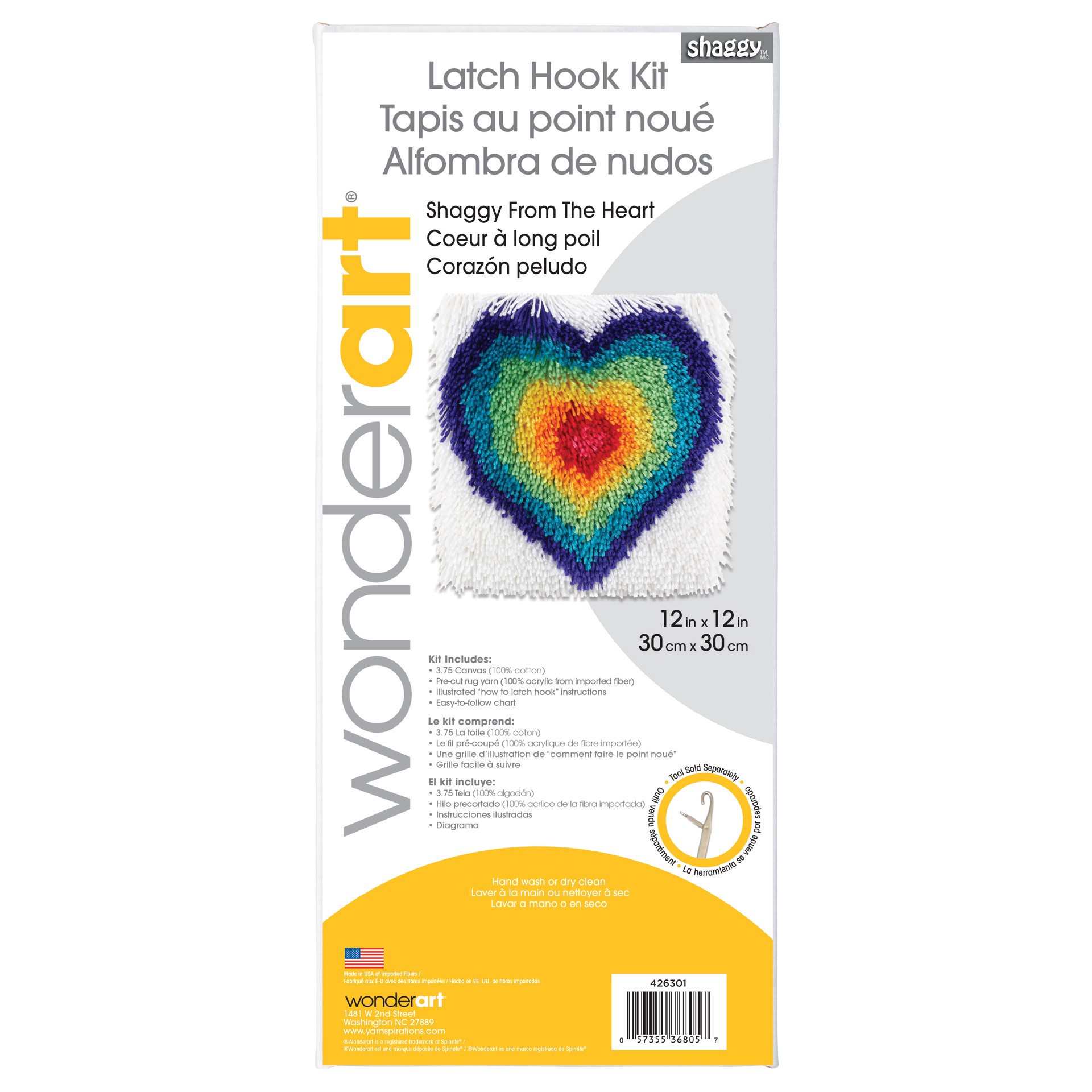 slide 2 of 4, Wonderart Shaggy From The Heart Latch Hook Kit, 12 in x 12 in