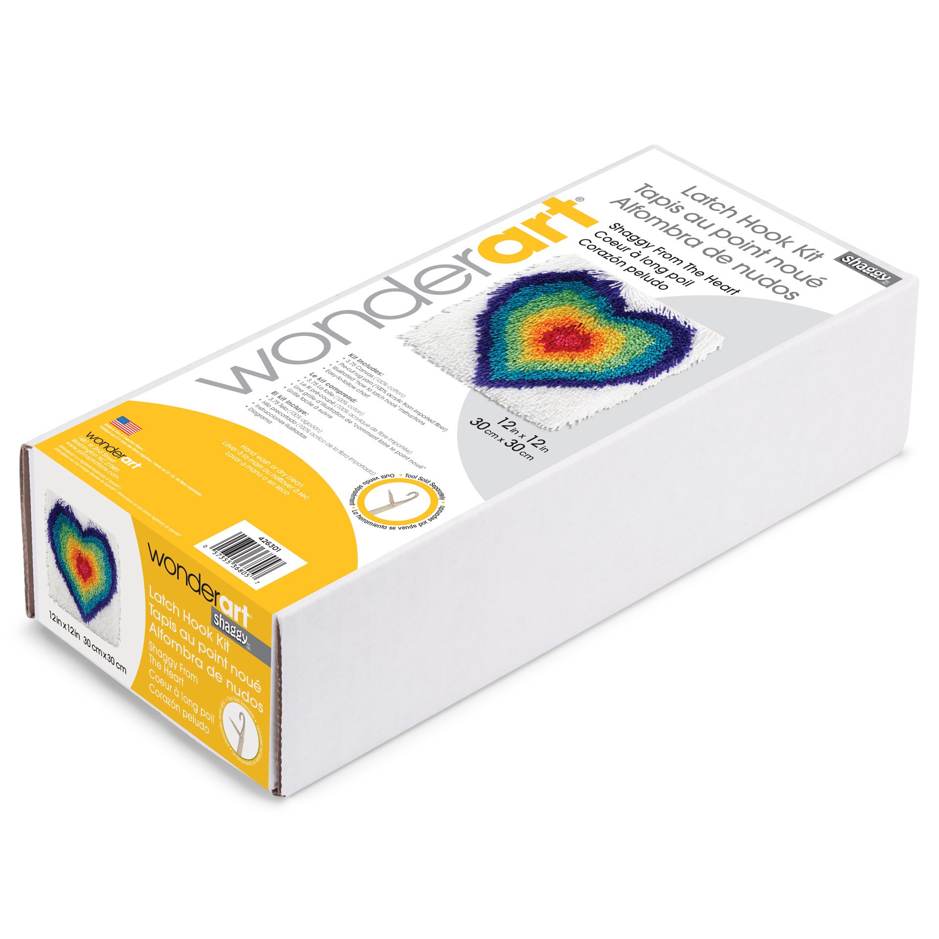 slide 4 of 4, Wonderart Shaggy From The Heart Latch Hook Kit, 12 in x 12 in