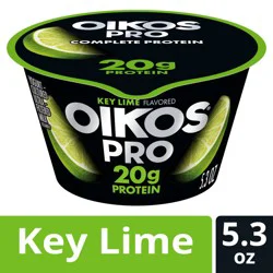 Oikos Pro 20g Protein, Key Lime Yogurt-Cultured Ultra-Filtered Milk Product, 0g Added Sugar, Just Delicious High Protein Snacks for Home, School, Office, Gym, 5.3 oz Cup​