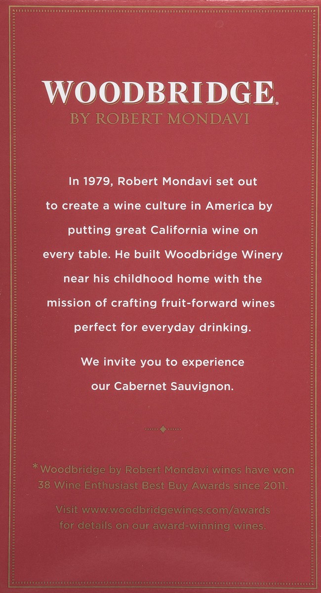 slide 5 of 9, Woodbridge by Robert Mondavi by Robert Mondavi Cabernet Sauvignon Red Wine, 3 L Box, 101.44 fl oz