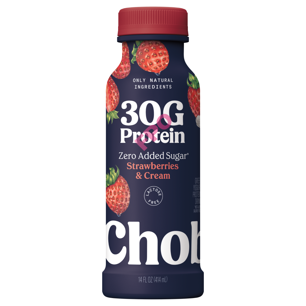 slide 1 of 1, Chobani® 30g Protein Lowfat Greek Yogurt Drink Strawberries & Cream, 14 fl oz