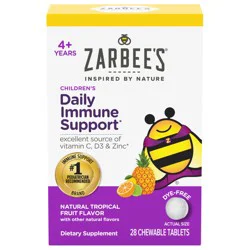 Zarbee's Naturals Children's Daily Immune Support Chewable Tablet, Tropical Fruit, 28 Count