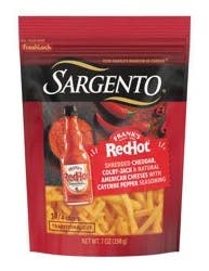 Sargento Frank's RedHot Cheddar, Colby Jack, and American Shredded Cheeses with Cayenne Pepper Seasoning, Traditional Cut, 7 oz