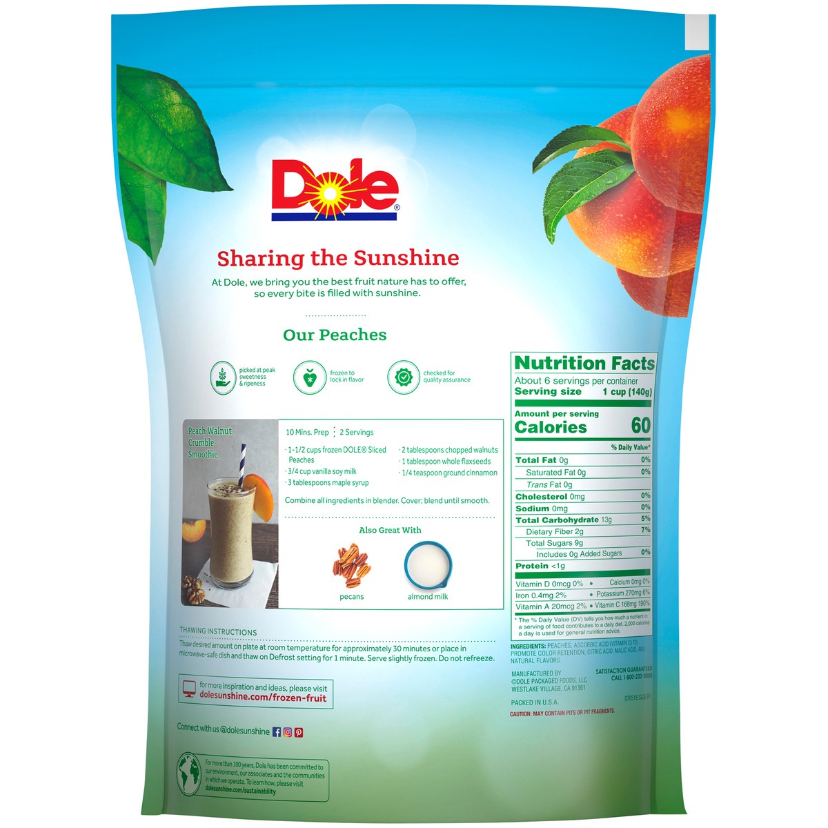 slide 2 of 9, Dole Peaches, 32 oz