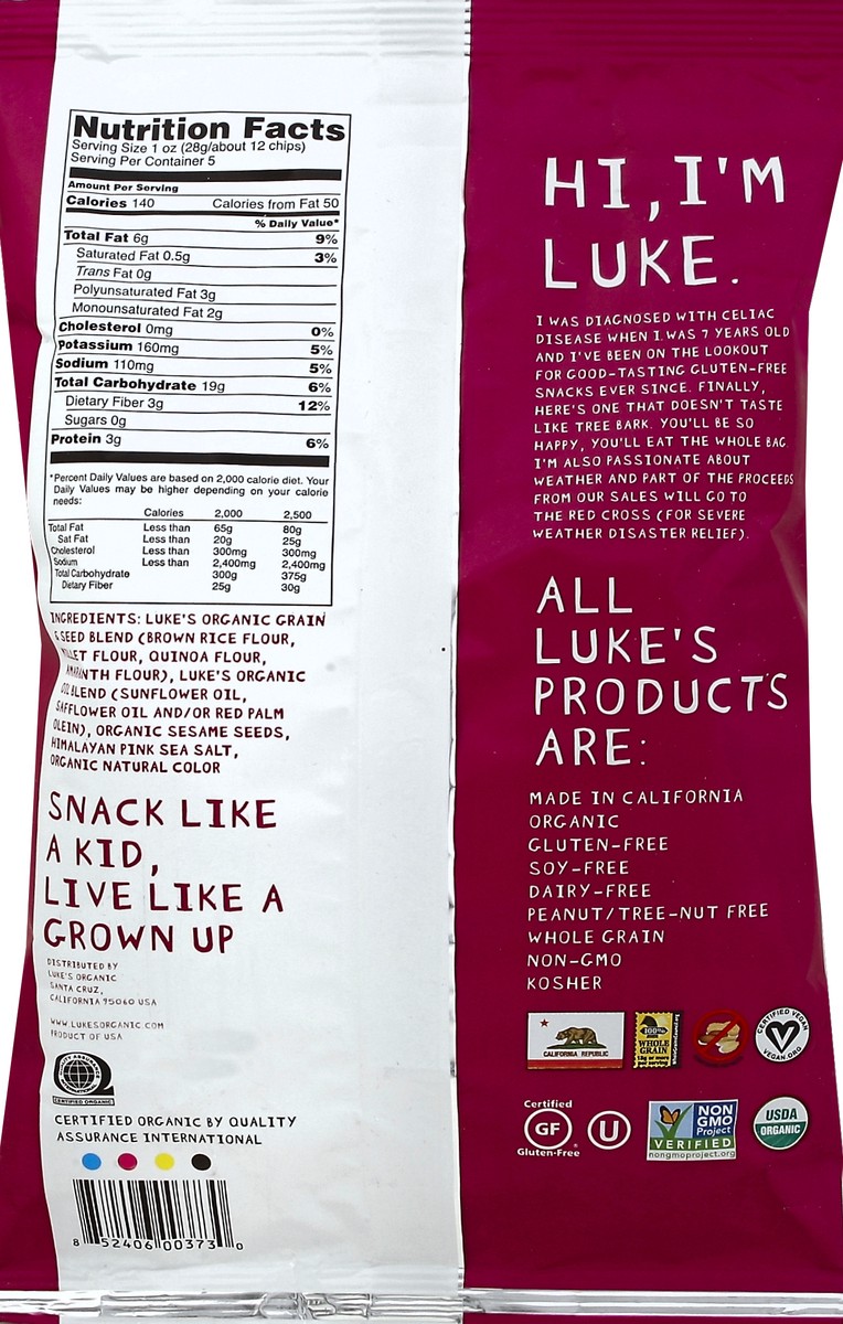 slide 4 of 6, Luke's Brown Rice Chips 5 oz, 5 oz