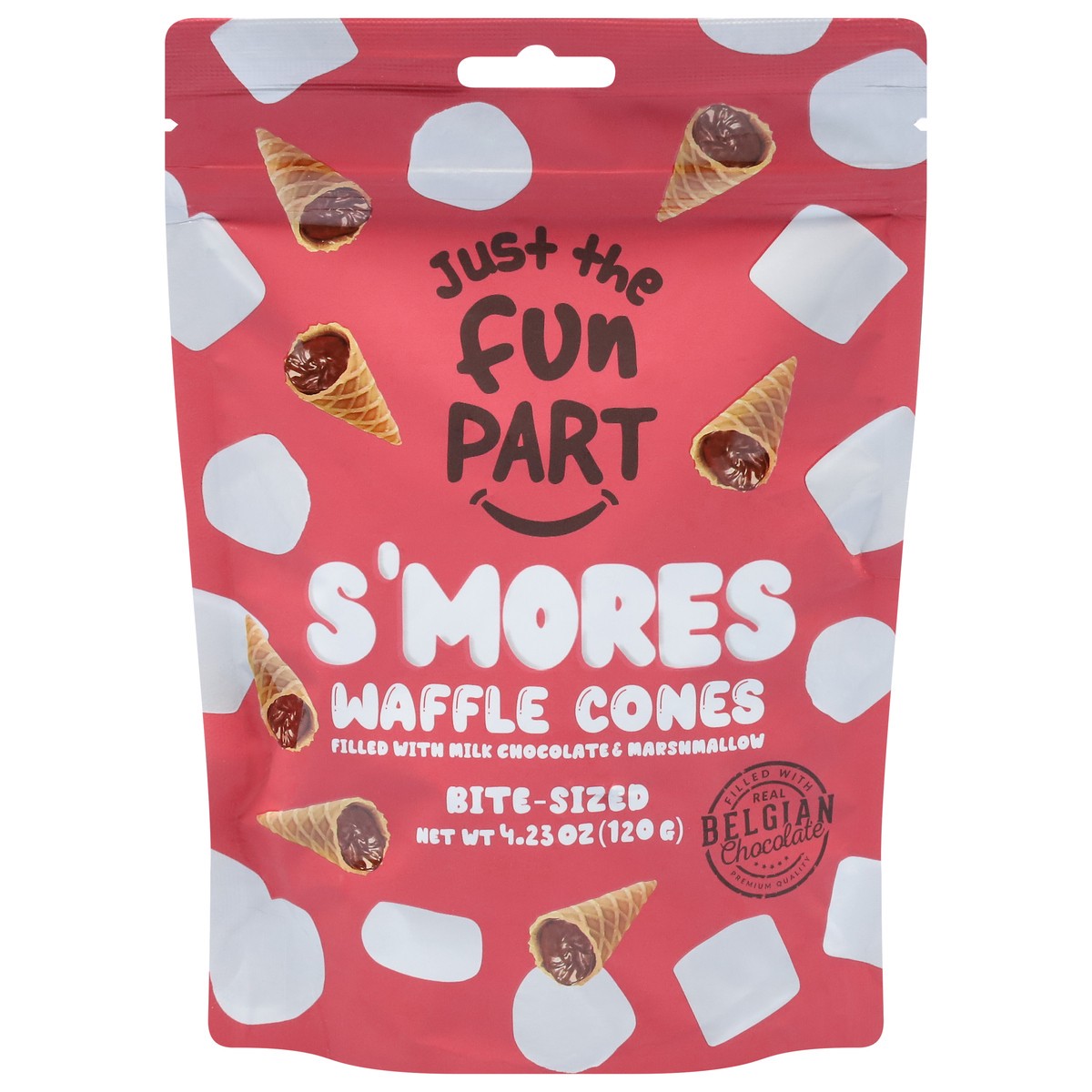slide 1 of 13, Just the Fun Part Bite Sized S'mores Waffle Cones Bite-Sized 4.23 oz, 4.23 oz