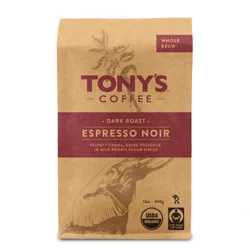 Tony's Coffee Organic Espresso Noir Dark Roast Coffee - 12 oz